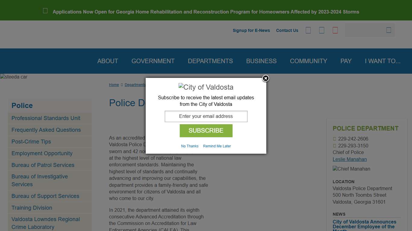 Police Department City of Valdosta, GA